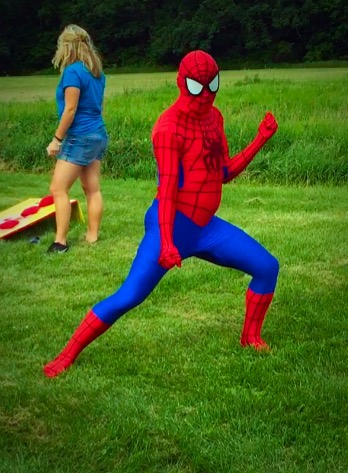 Evin performs as Spiderman at 2015 Camp Michitanki